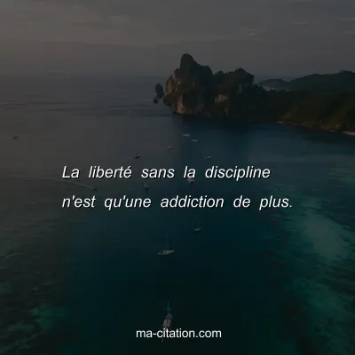 La liberté sans la discipline n'est qu'une addiction de plus.