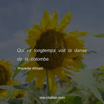 Proverbe Africain : Qui vit longtemps voit la danse de la colombe.
