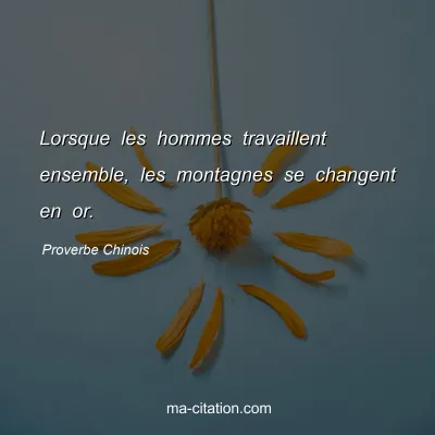 Proverbe Chinois : Lorsque les hommes travaillent ensemble, les montagnes se changent en or.