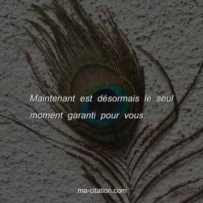 Maintenant est dÃ©sormais le seul moment garanti pour vous.