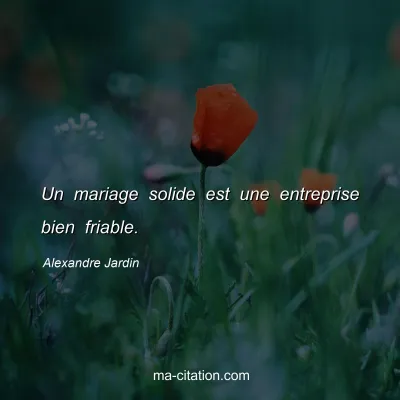 Alexandre Jardin : Un mariage solide est une entreprise bien friable.