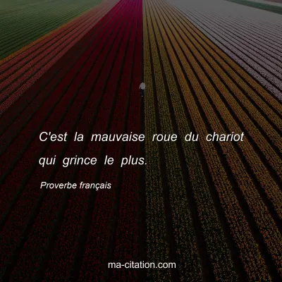Proverbe franÃ§ais : C'est la mauvaise roue du chariot qui grince le plus.