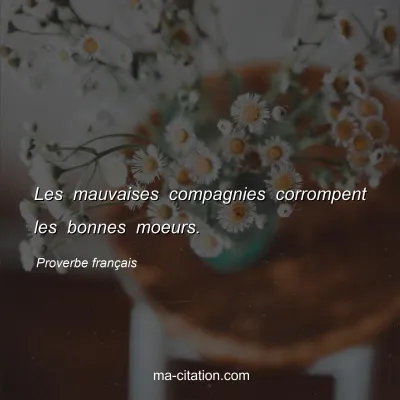 Proverbe franÃ§ais : Les mauvaises compagnies corrompent les bonnes moeurs.