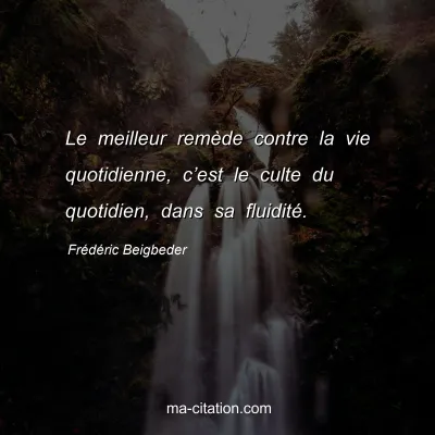 FrÃ©dÃ©ric Beigbeder : Le meilleur remÃ¨de contre la vie quotidienne, câ€™est le culte du quotidien, dans sa fluiditÃ©.