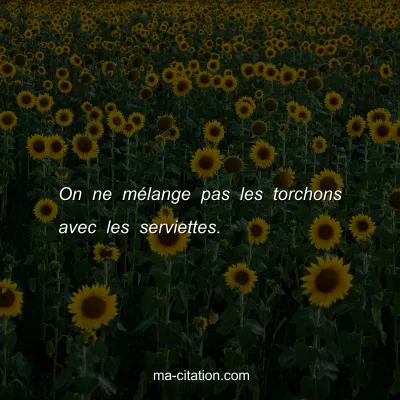 On ne mÃ©lange pas les torchons avec les serviettes.