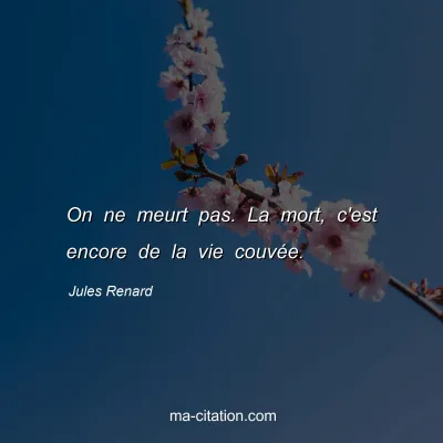Jules Renard : On ne meurt pas. La mort, c'est encore de la vie couvÃ©e.