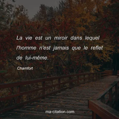 Chamfort : La vie est un miroir dans lequel l'homme n'est jamais que le reflet de lui-mÃªme.