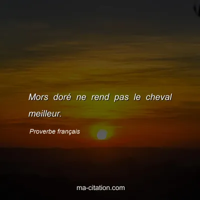 Proverbe franÃ§ais : Mors dorÃ© ne rend pas le cheval meilleur.