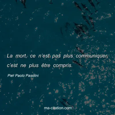 Pier Paolo Pasolini : La mort, ce n’est pas plus communiquer, c’est ne plus être compris.