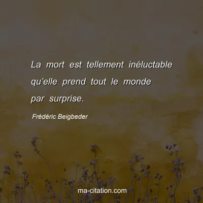 FrÃ©dÃ©ric Beigbeder : La mort est tellement inÃ©luctable quâ€™elle prend tout le monde par surprise.