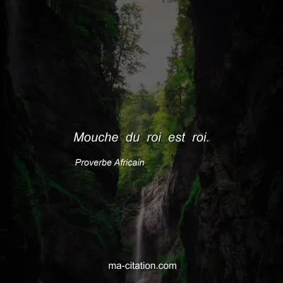 Proverbe Africain : Mouche du roi est roi.