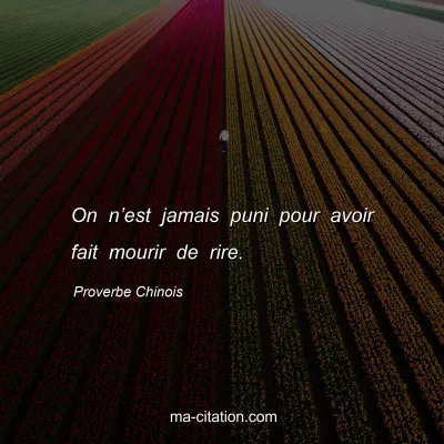 Proverbe Chinois : On nâ€™est jamais puni pour avoir fait mourir de rire.