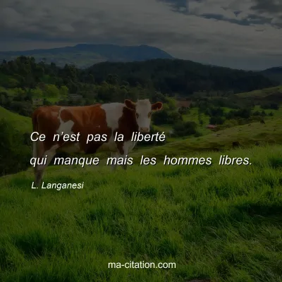 L. Langanesi : Ce n’est pas la liberté qui manque mais les hommes libres.