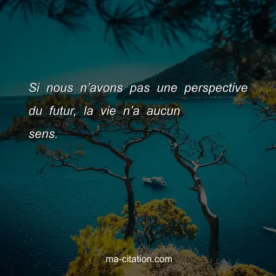 Si nous nâ€™avons pas une perspective du futur, la vie nâ€™a aucun sens.