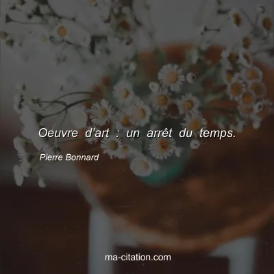 Pierre Bonnard : Oeuvre d’art : un arrêt du temps.