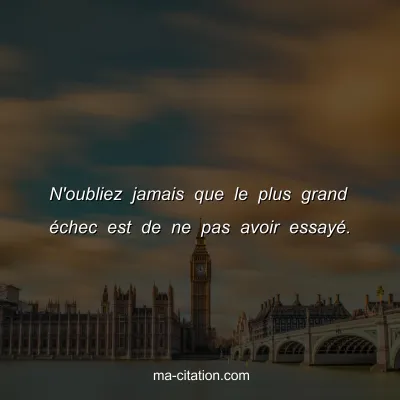 N'oubliez jamais que le plus grand Ã©chec est de ne pas avoir essayÃ©.