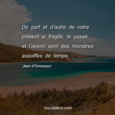 Jean d'Ormesson : De part et dâ€™autre de votre prÃ©sent si fragile, le passÃ© et lâ€™avenir sont des monstres assoiffÃ©s de temps.