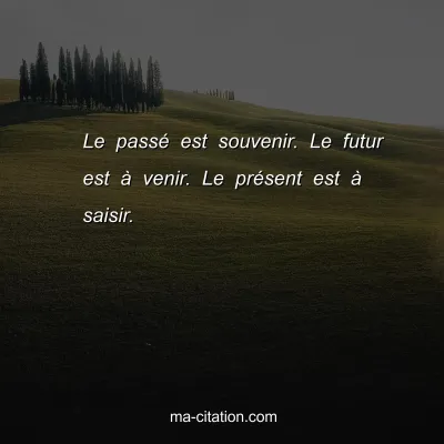 Le passÃ© est souvenir. Le futur est Ã  venir. Le prÃ©sent est Ã  saisir.