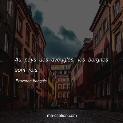 Proverbe franÃ§ais : Au pays des aveugles, les borgnes sont rois.