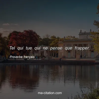 Proverbe franÃ§ais : Tel qui tue qui ne pense que frapper.