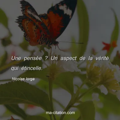 Nicolae Iorga : Une pensÃ©e ? Un aspect de la vÃ©ritÃ© qui Ã©tincelle.