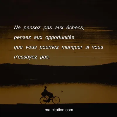 Ne pensez pas aux Ã©checs, pensez aux opportunitÃ©s que vous pourriez manquer si vous n'essayez pas. 