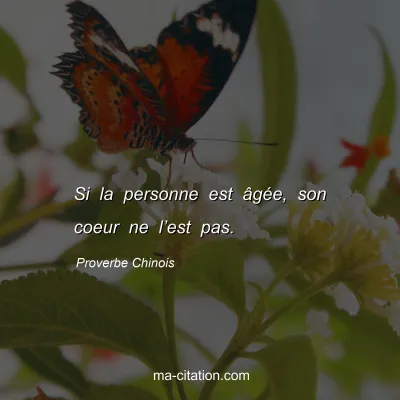 Proverbe Chinois : Si la personne est Ã¢gÃ©e, son coeur ne lâ€™est pas.