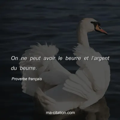 Proverbe franÃ§ais : On ne peut avoir le beurre et lâ€™argent du beurre.