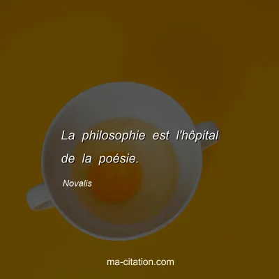 Novalis : La philosophie est l'hôpital de la poésie.