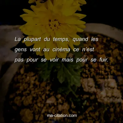 La plupart du temps, quand les gens vont au cinÃ©ma ce nâ€™est pas pour se voir mais pour se fuir.