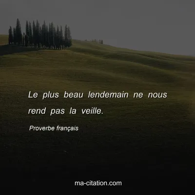 Proverbe franÃ§ais : Le plus beau lendemain ne nous rend pas la veille.