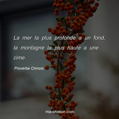 Proverbe Chinois : La mer la plus profonde a un fond, la montagne la plus haute a une cime.