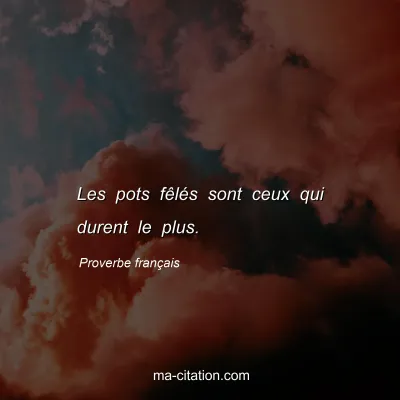Proverbe franÃ§ais : Les pots fÃªlÃ©s sont ceux qui durent le plus.