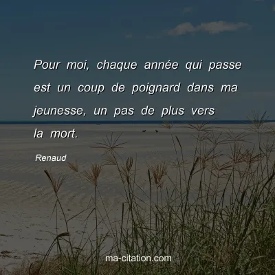 Renaud : Pour moi, chaque annÃ©e qui passe est un coup de poignard dans ma jeunesse, un pas de plus vers la mort.