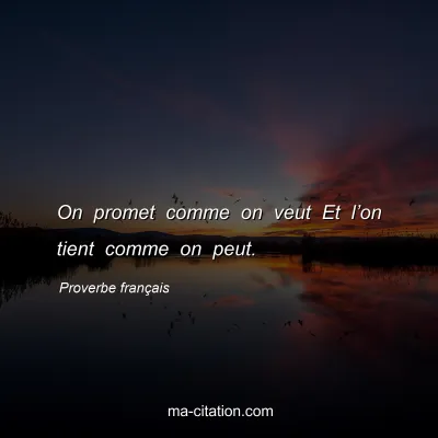 Proverbe franÃ§ais : On promet comme on veut Et lâ€™on tient comme on peut.