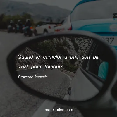 Proverbe franÃ§ais : Quand le camelot a pris son pli, câ€™est pour toujours.
