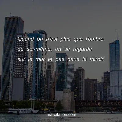 Quand on n'est plus que l'ombre de soi-mÃªme, on se regarde sur le mur et pas dans le miroir.