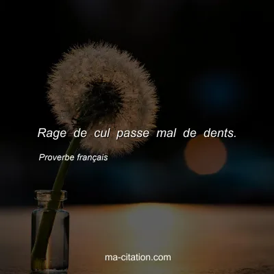 Proverbe franÃ§ais : Rage de cul passe mal de dents.