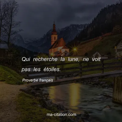 Proverbe franÃ§ais : Qui recherche la lune, ne voit pas les Ã©toiles.