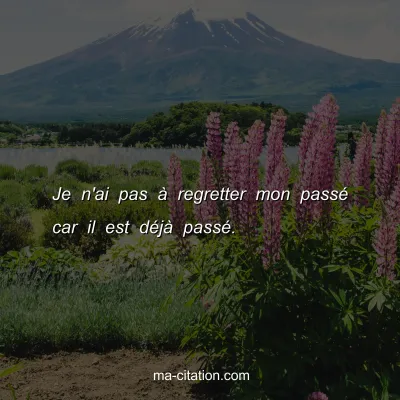 Je n'ai pas Ã  regretter mon passÃ© car il est dÃ©jÃ  passÃ©.
