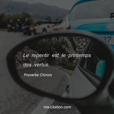 Proverbe Chinois : Le repentir est le printemps des vertus.