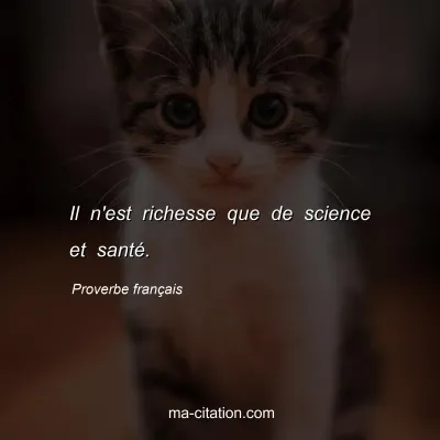 Proverbe français : Il n'est richesse que de science et santé.