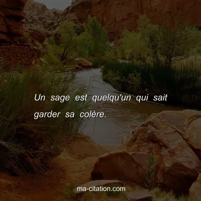 Un sage est quelqu'un qui sait garder sa colÃ¨re.