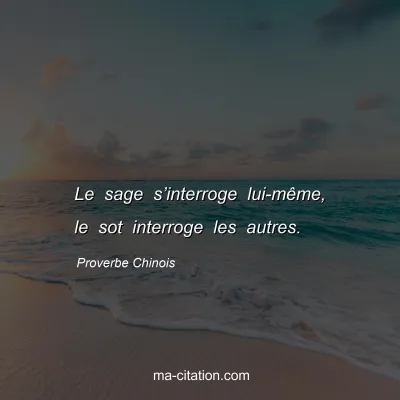 Proverbe Chinois : Le sage sâ€™interroge lui-mÃªme, le sot interroge les autres.