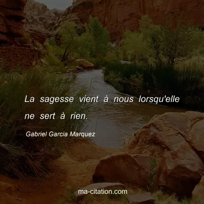 Gabriel Garcia Marquez : La sagesse vient à nous lorsqu'elle ne sert à rien.