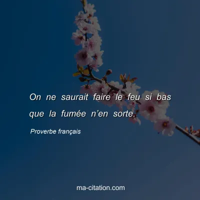 Proverbe franÃ§ais : On ne saurait faire le feu si bas que la fumÃ©e nâ€™en sorte.