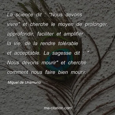 Miguel de Unamuno : La science dit : 