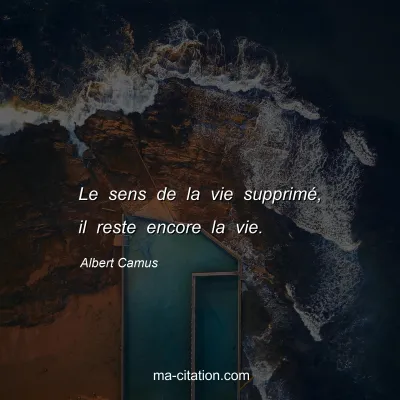 Albert Camus : Le sens de la vie supprimé, il reste encore la vie.
