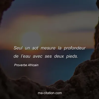 Proverbe Africain : Seul un sot mesure la profondeur de lâ€™eau avec ses deux pieds.