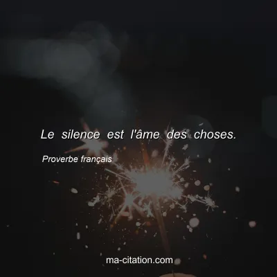 Proverbe franÃ§ais : Le silence est l'Ã¢me des choses.